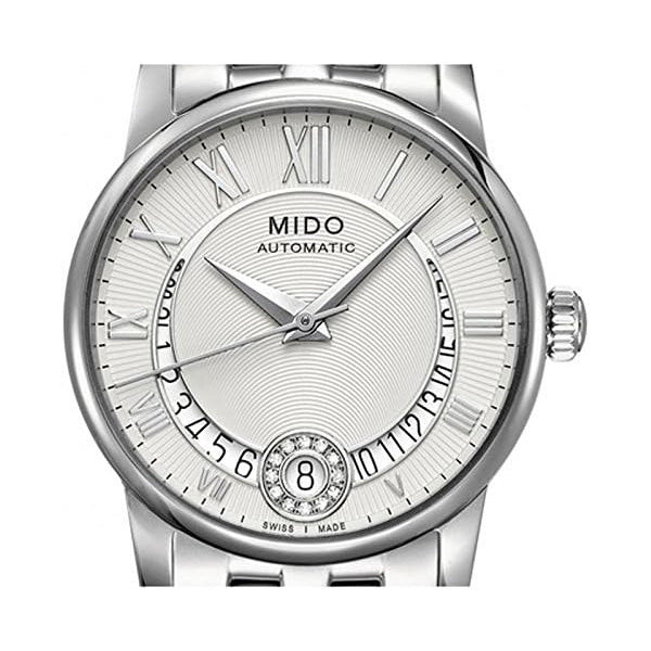 MIDO Baroncelli Diamonds Silver Watch #M0072071103800 close up