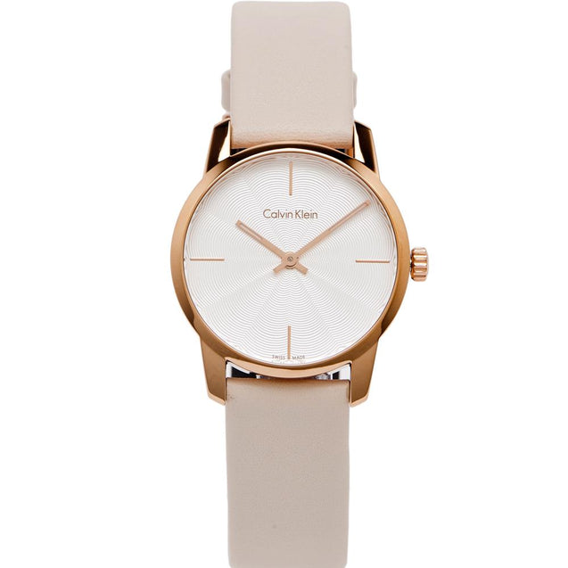 NEW Calvin Klein City Leather Ladies Watches - Beige K2G236X6