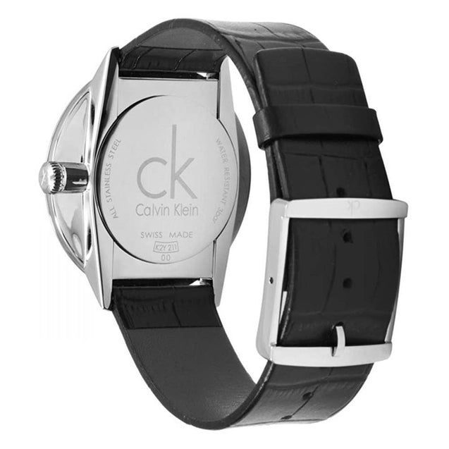 NEW Calvin Klein Accent Leather Mens Watches - Black K2Y211C3