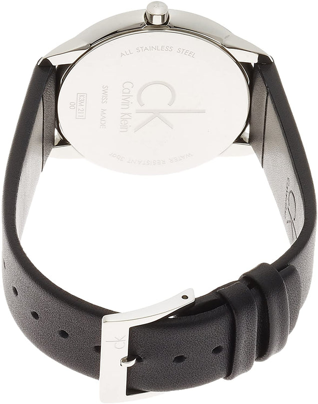 NEW Calvin Klein Minimal Leather Mens Watches - Silver Dial K3M211C6