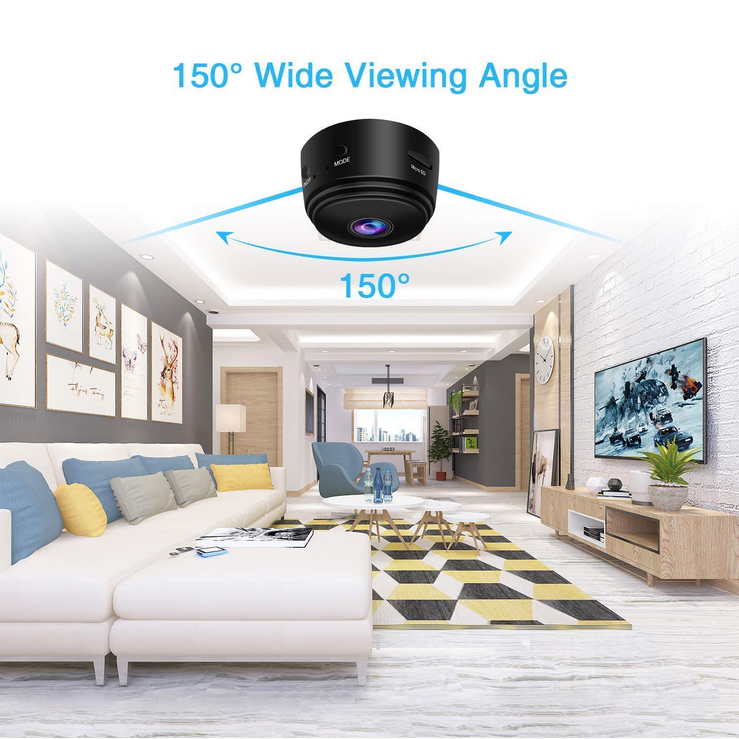 Mini 1080P Wireless Night Vision Security Camera with 150° Wide-Angle Lens by Lexuma - GadgetiCloud