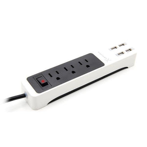 Lexuma XStrip 3-Gang US Type 15A Socket Mini USB Power Strip with 4 USB Ports - GadgetiCloud