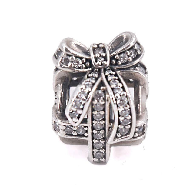 Pandora Openwork gift silver charm with clear cubic zirconia  #791766CZ