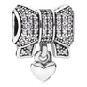 
Pandora Bow silver charm with clear cubic zirconia and heart #791776CZ