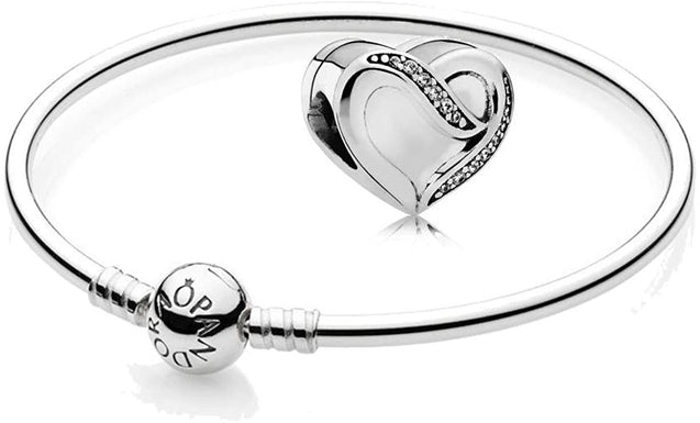 Pandora Heart silver charm with clear cubic zirconia #791816CZ