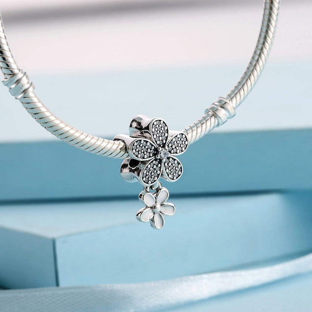 Pandora Dangling Daisy Flower Pavé Charm #792098CZ