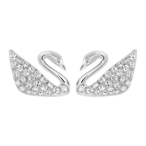 SWAROVSKI Swan Rhodium Plated & Clear Crystal Earrings #1116357