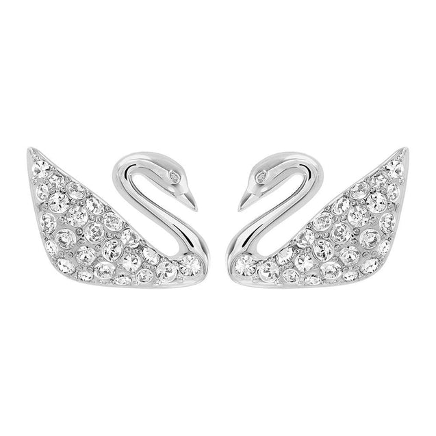 SWAROVSKI Swan Rhodium Plated & Clear Crystal Earrings #1116357