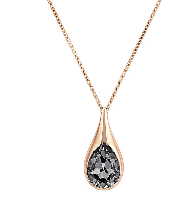 SWAROVSKI Drop Rose Gold & Black Crystal Pendant #5158849