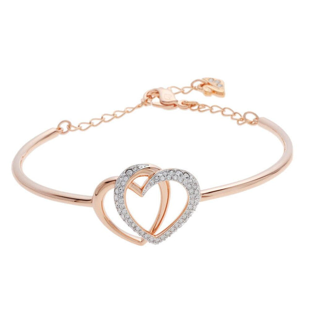 SWAROVSKI Dear Rose Gold & Clear Crystal Heart Bangle #5194838