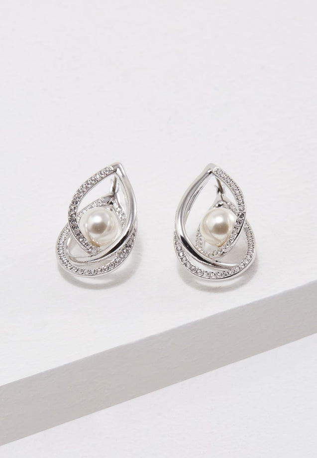 SWAROVSKI Free Pearl Earrings - Rhodium/White #5217718