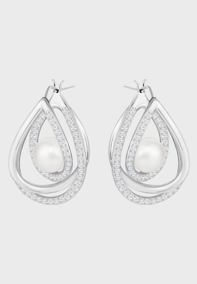 SWAROVSKI Free Pearl Earrings - Rhodium/White #5217718