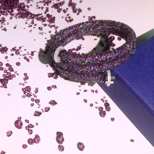 SWAROVSKI Crystaldust Heart Purple Double Bangle Small #5292451