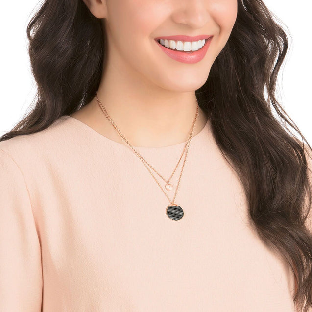 SWAROVSKI Ginger Layered Necklace - Grey/Rose Gold #5347299