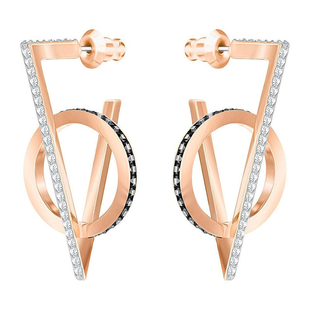 SWAROVSKI Hero Triangle Pierced Earrings - Gray - Rose Gold Plating #5354757