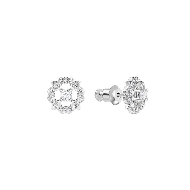 SWAROVSKI Sparkling Dance Rhodium Plated & Clear Crystal Flower Earrings #5396227