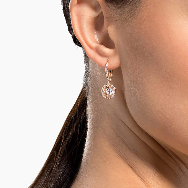 SWAROVSKI Sparkling Dance Round Earrings - Rose Gold #5504653