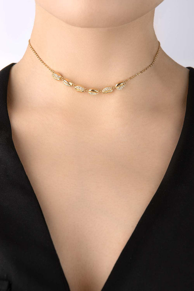 SWAROVSKI Shell Choker -White & Gold-tone plated #5512712