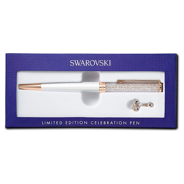 SWAROVSKI Crystalline Celebration 2021 Bow ballpoint pen - White & Rose gold-tone plated #5553339